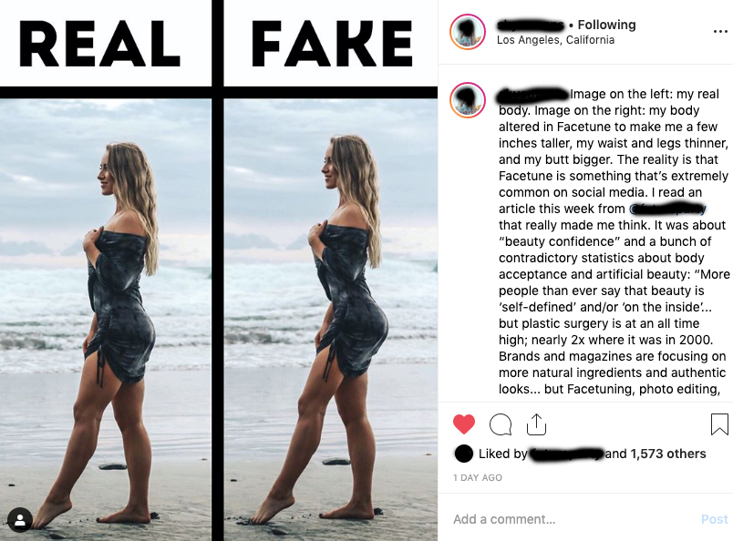 photoshop instagram shoe - Real Fake ing Los Angeles, California Image on the left my real body. Image on the right my body altered in Facetune to make me a few inches taller, my waist and legs thinner, and my butt bigger. The reality is that Facetune is 