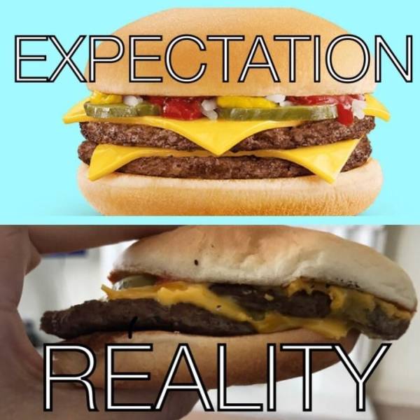 mcdonalds double cheeseburger meal - Expectation Reality