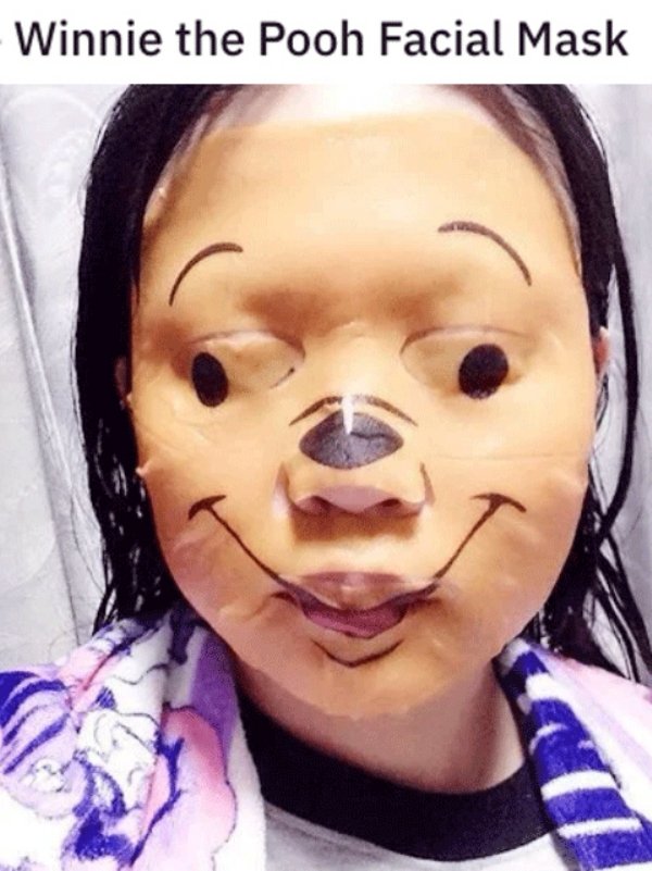 cursed images - winnie the pooh face mask - Winnie the Pooh Facial Mask