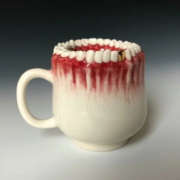 cursed images - creepy teeth mug