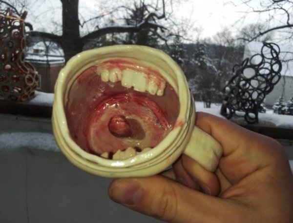 cursed images - teeth coffee mug
