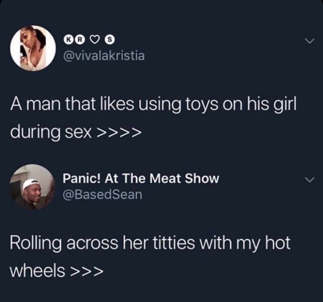 presentation - Aman that using toys on his girl during sex >>>> Panic! At The Meat Show Rolling across her titties with my hot wheels >>>