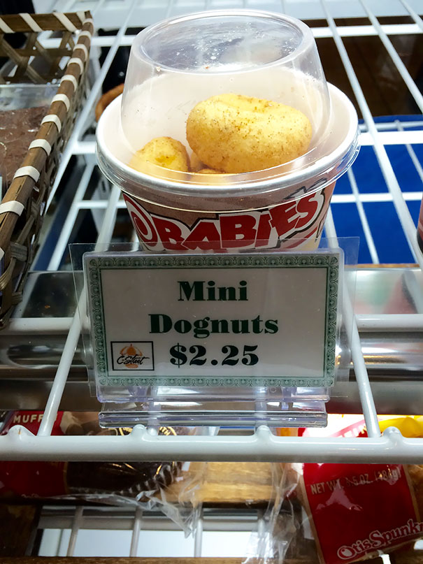 funny food spelling mistakes - Mini Dognuts csart $2.25 Muff Ne usSpunk