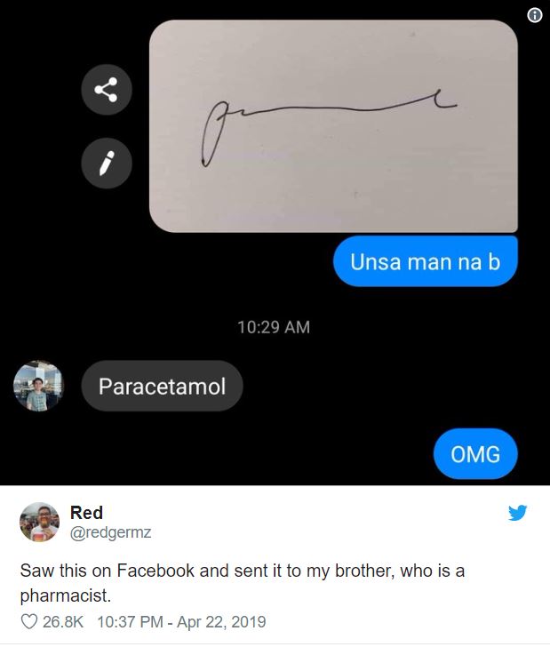 multimedia - Unsa man na b Paracetamol Omg Red Saw this on Facebook and sent it to my brother, who is a pharmacist.