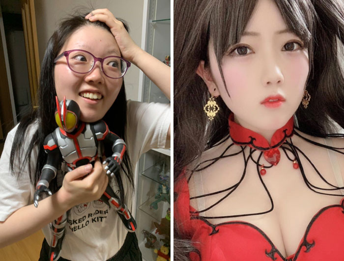 before and after cosplay