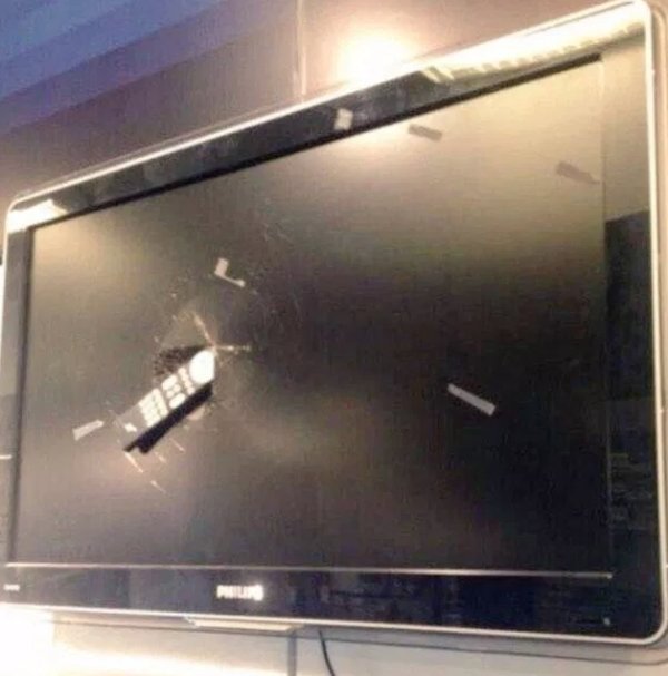 smashed tv
