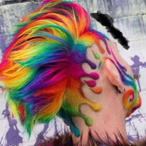 shaved rainbow hair