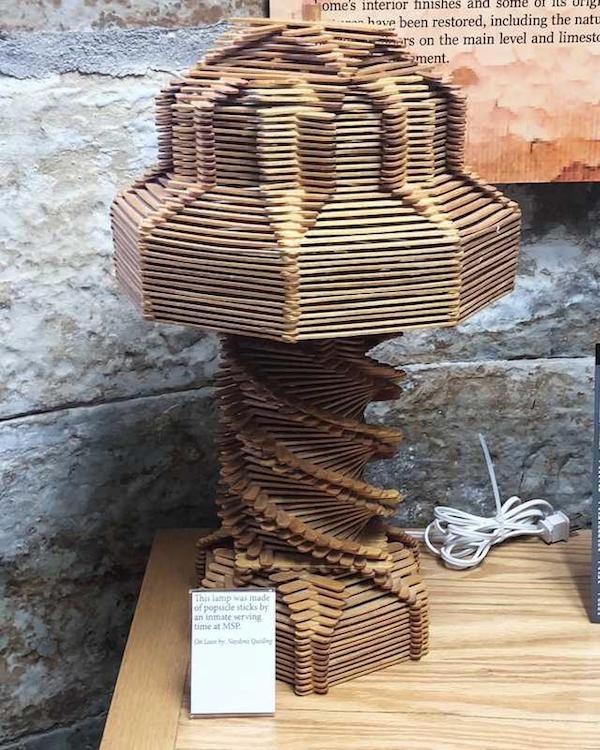 This lamp made from popsicle sticks while serving time at the Missouri State Penitentiary.