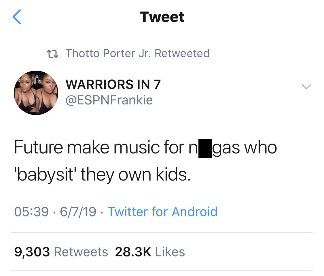 childish sadbino memes - Tweet 22 Thotto Porter Jr. Retweeted Warriors In 7 Frankie Future make music for n gas who 'babysit' they own kids. . 6719 Twitter for Android 9,303