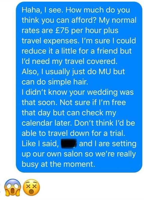Entitled Bride Expects Makeup Artist To work For Free