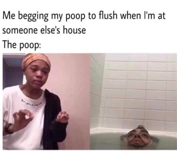 sex memes - me begging my poop to flush - Me begging my poop to flush when I'm at someone else's house The poop