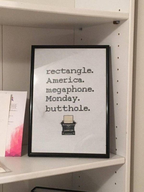 picture frame - rectangle. America. megaphone. Monday. butthole.