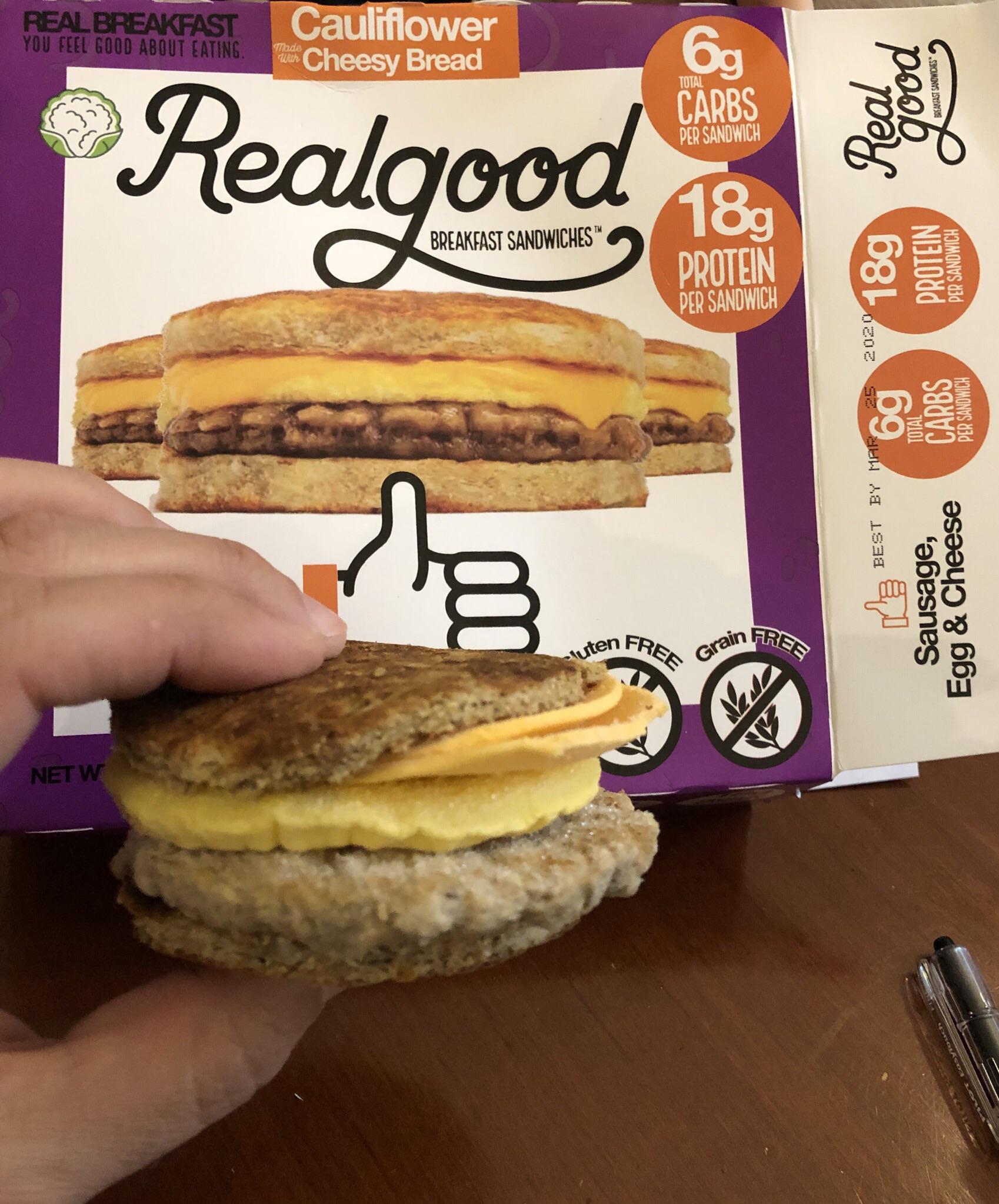 expectation vs reality fast food - Real Breakfast You Feel Good About Eating Cauliflower win Cheesy Bread 09 Tiada Total Breakfast Sanowches Carbs good Realgood, Per Sandwich 189 Breakfast Sandwiches Protein Per Sandwich Protein Per Sandwich Carbs Per San