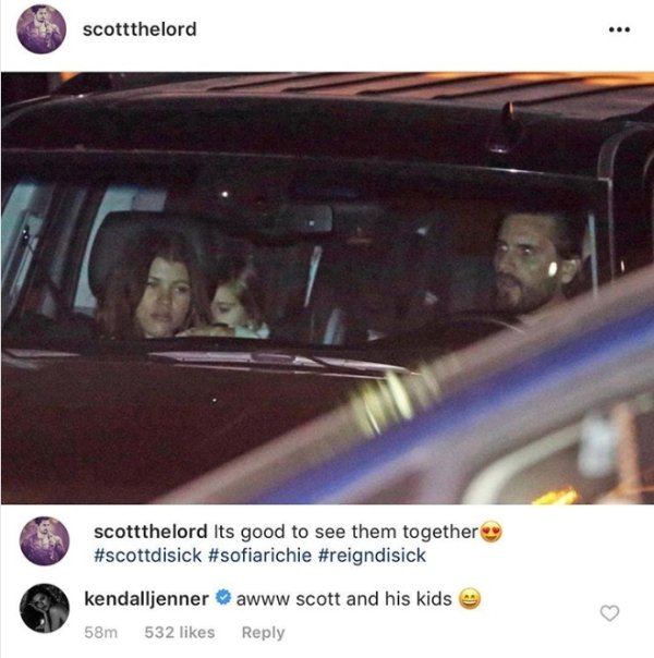 kendall comment on scott and sofia - scottthelord scottthelord Its good to see them together kendalljenner  awww scott and his kids