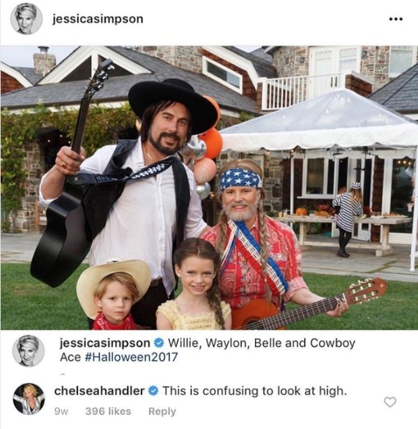 halloween family - jessicasimpson Willie, Waylon, Belle and Cowboy Ace 2017 chelseahandler This is confusing to look at high.