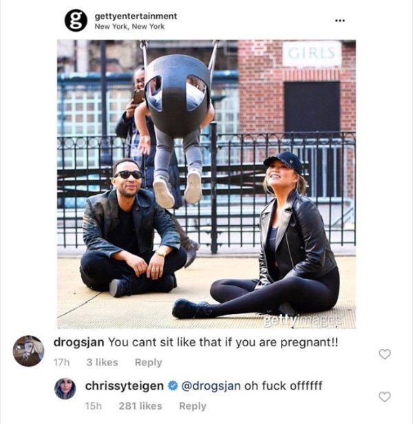 shoe - gettyentertainment New York, New York drogsjan You cant sit that if you are pregnant!! 17h 3 chrissyteigen oh fuck offffff