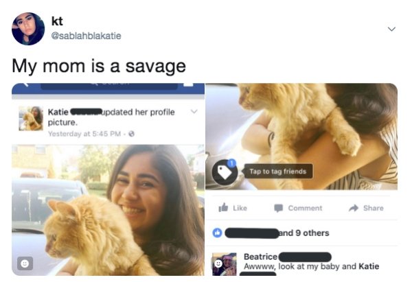 savage moms - video - My mom is a savage Katie updated her profile picture. Yesterday at Tap to tag friends Comment and 9 others Beatrice Awwww, look at my baby and Katie