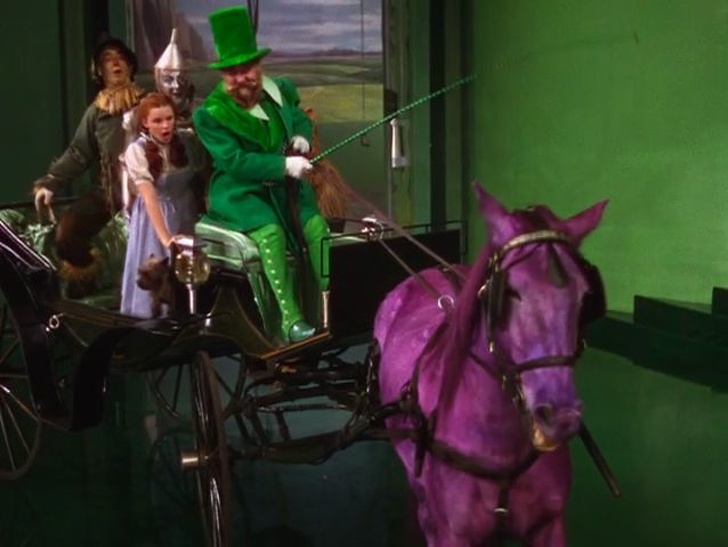 The colored horse in The Wizard of Oz was colored with gelatin.