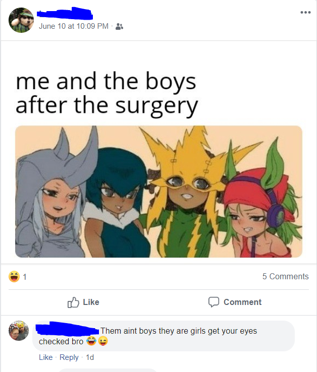 missed - me and the boys after the surgery - June 10 at me and the boys after the surgery 5 Comment Them aint boys they are girls get your eyes checked bro 10