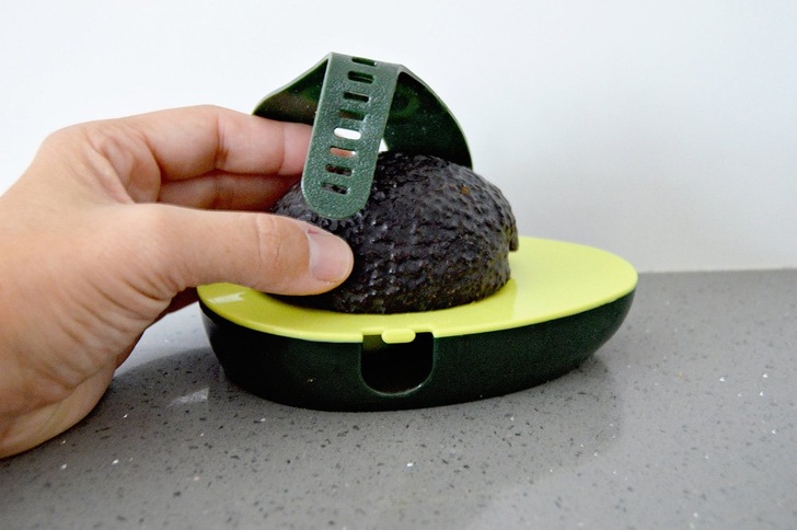 An avocado holder to keep the other half green and fresh.