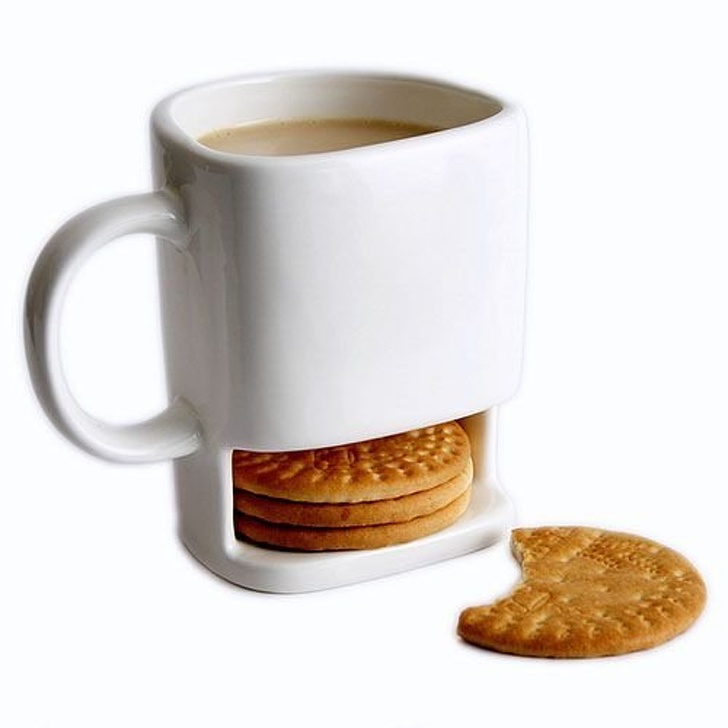 A 2-in-1 mug and cookie holder.