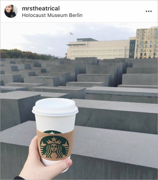 23 Idiots think it's a good idea to take selfies at a holocaust memorial.