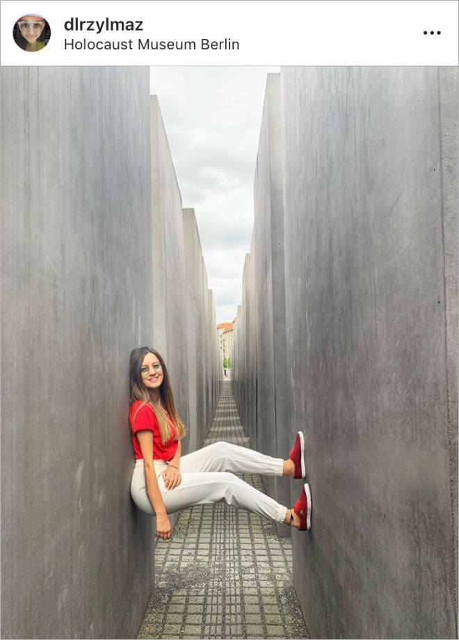 selfies at holocaust memorial