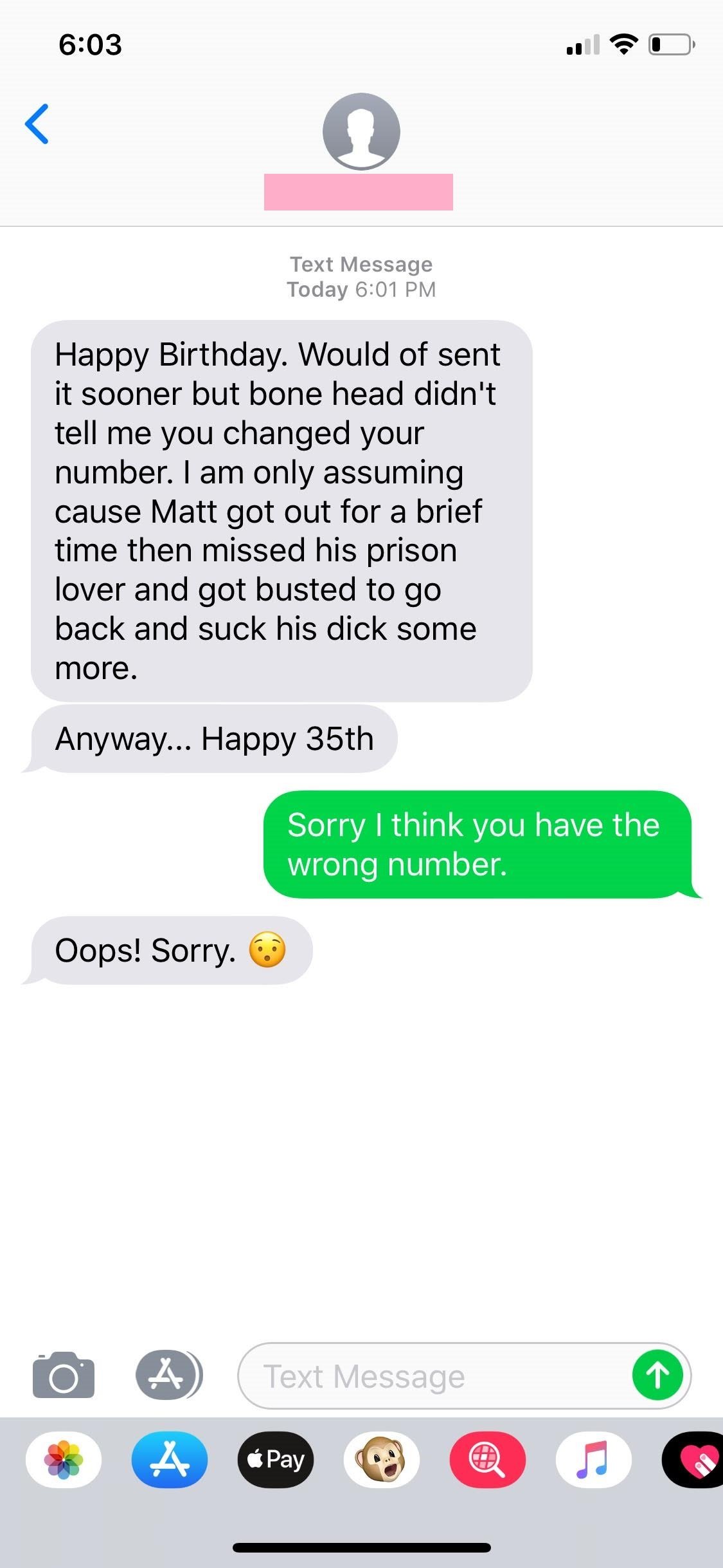 text messages wrong number