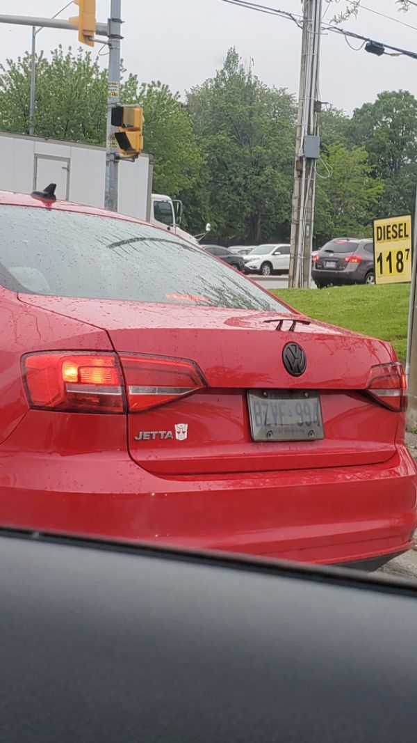 car with a ridiculously small spoiler - Jau Diesel Jetta