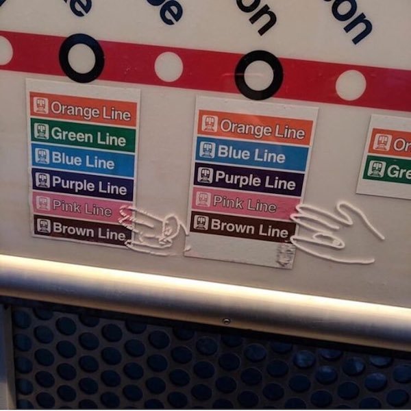 signage - 9 Orange Line Or 99 Orange Line Blue Line Purple Line Pink Line Brown Line Green Line Blue Line Purple Line 9 Pink Line Brown Lined Gre