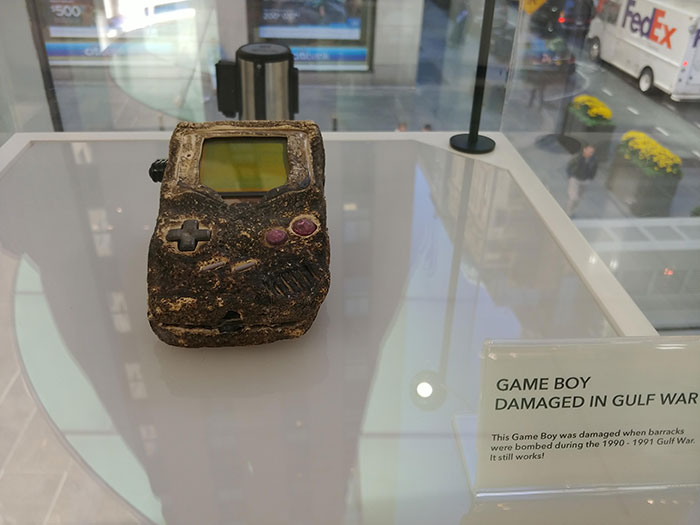 aged electronics - Game Boy Damaged In Gulf War This Game Boy was damaged when barracks were bombed during the 1990 1991 Gulf War It still works!