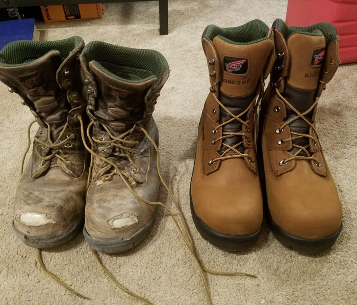 aged old work boots - Stanl Wv