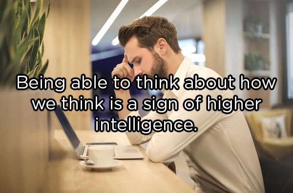 Being able to think about how we think is a sign of higher intelligence.