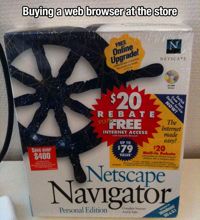 netscape navigator meme - Buying a web browser at the store