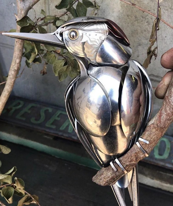 bird made of spoons