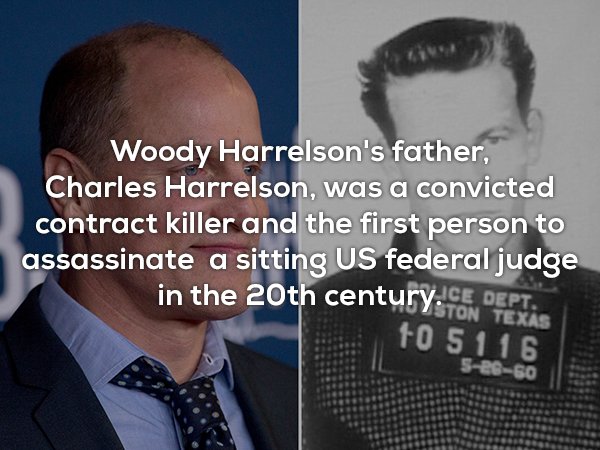 woody harrelson's father - Woody Harrelson's father, Charles Harrelson, was a convicted contract killer and the first person to assassinate a sitting Us federal judge in the 20th century Ce Dept. 10 5116 S250