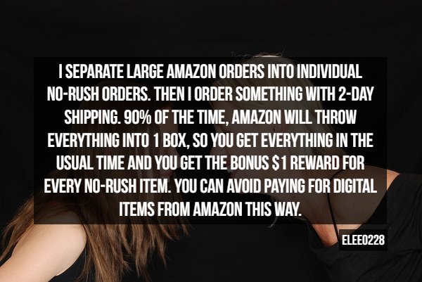 photo caption - I Separate Large Amazon Orders Into Individual NoRush Orders. Then I Order Something With 2Day Shipping. 90% Of The Time, Amazon Will Throw Everything Into 1 Box, So You Get Everything In The Usual Time And You Get The Bonus S 1 Reward For