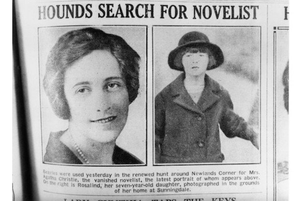 Unsolved Mysteries - Agatha christie missing - Hounds Search For Novelist I were used yesterday in the renewed hunt around Newlands Corner for Mrs. Christie, the vanished novelist, the latest portrait of whom appears above.