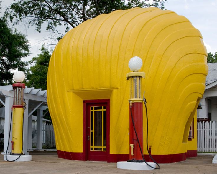 Wild and Wacky Facts - shell gas station art deco