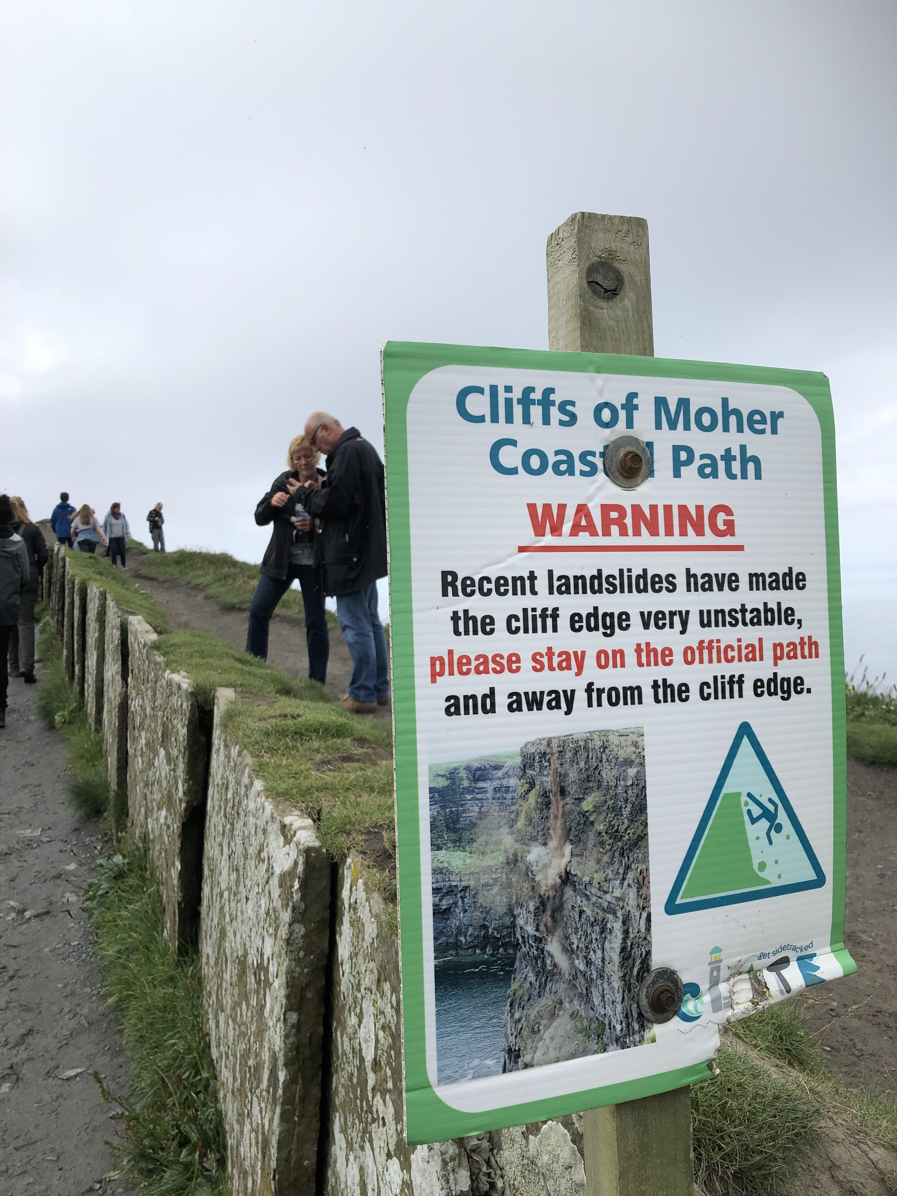 nature reserve - Cliffs of Moher Coast Path Warning Recent landslides have made the cliff edge very unstable, please stay on the official path and away from the cliff edge.