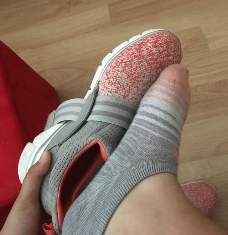 These socks almost match these shoes.