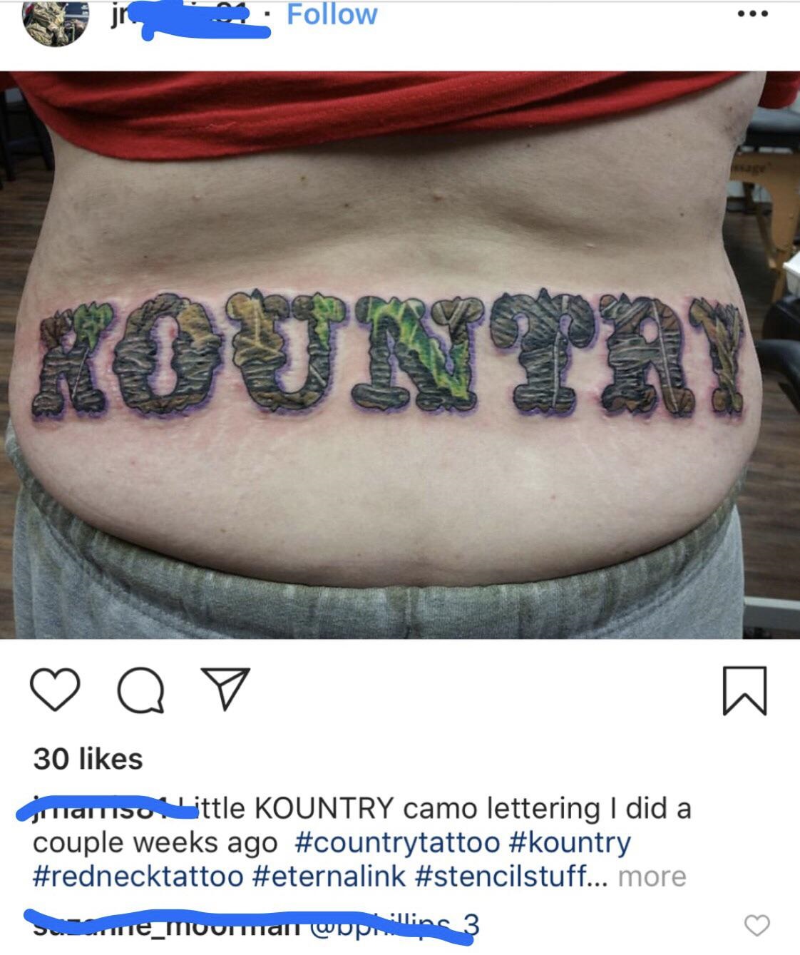 tattoo - Kountry camo lettering I did a couple weeks ago