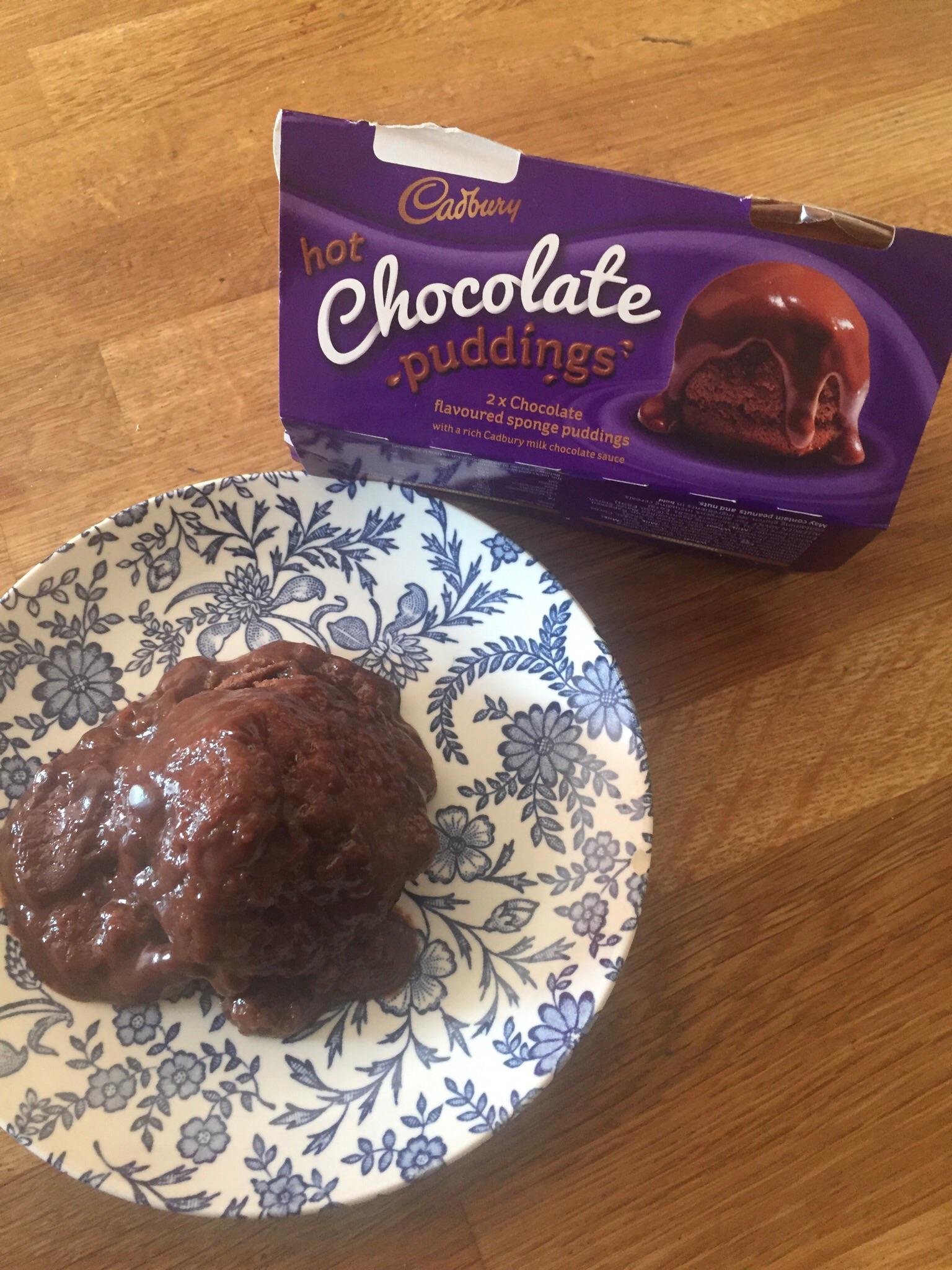 Expectation vs. Reality - Cadbury chocolate ouddings 2x Chocolate flavoured sponge puddings with a rich Cadbury milk chocolate sauce