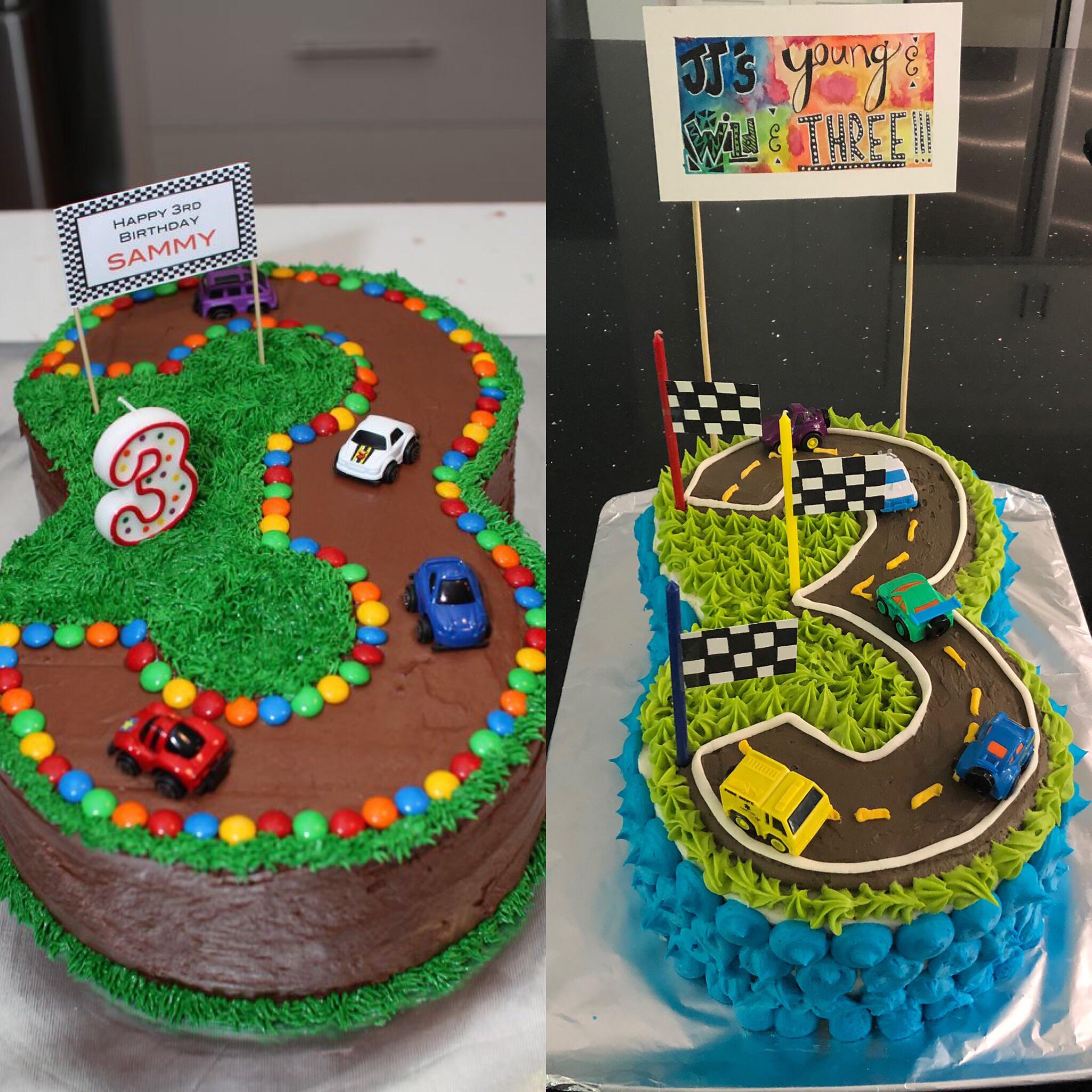 Expectation vs. Reality - boy 3rd birthday cake bunch