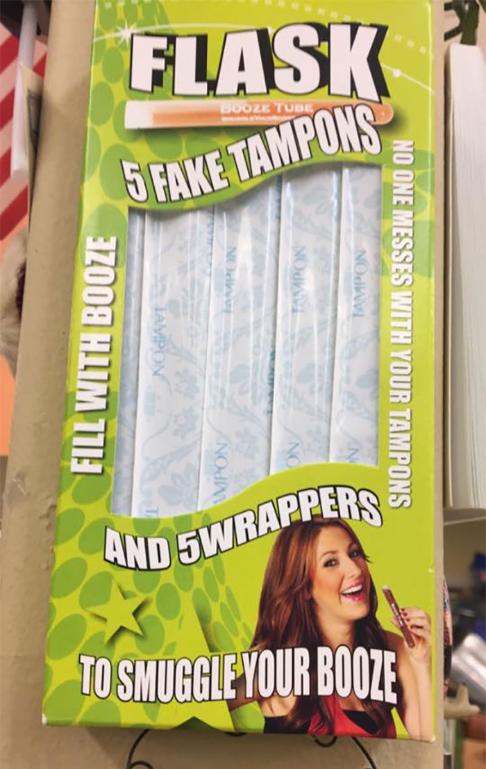 thrift store find banner - Flask aan. Zoof Sfake Tampons Tampon Fill With Booze Tampon No One Messes With Your Tampons Nown And 5WRAPPERS To Smuggle Your Booze