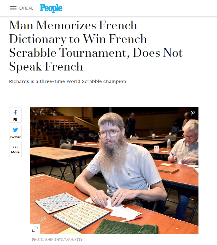 french scrabble champion - Explore People Man Memorizes French Dictionary to Win French Scrabble Tournament, Does Not Speak French Richards is a threetime World Scrabble champion Photo On System