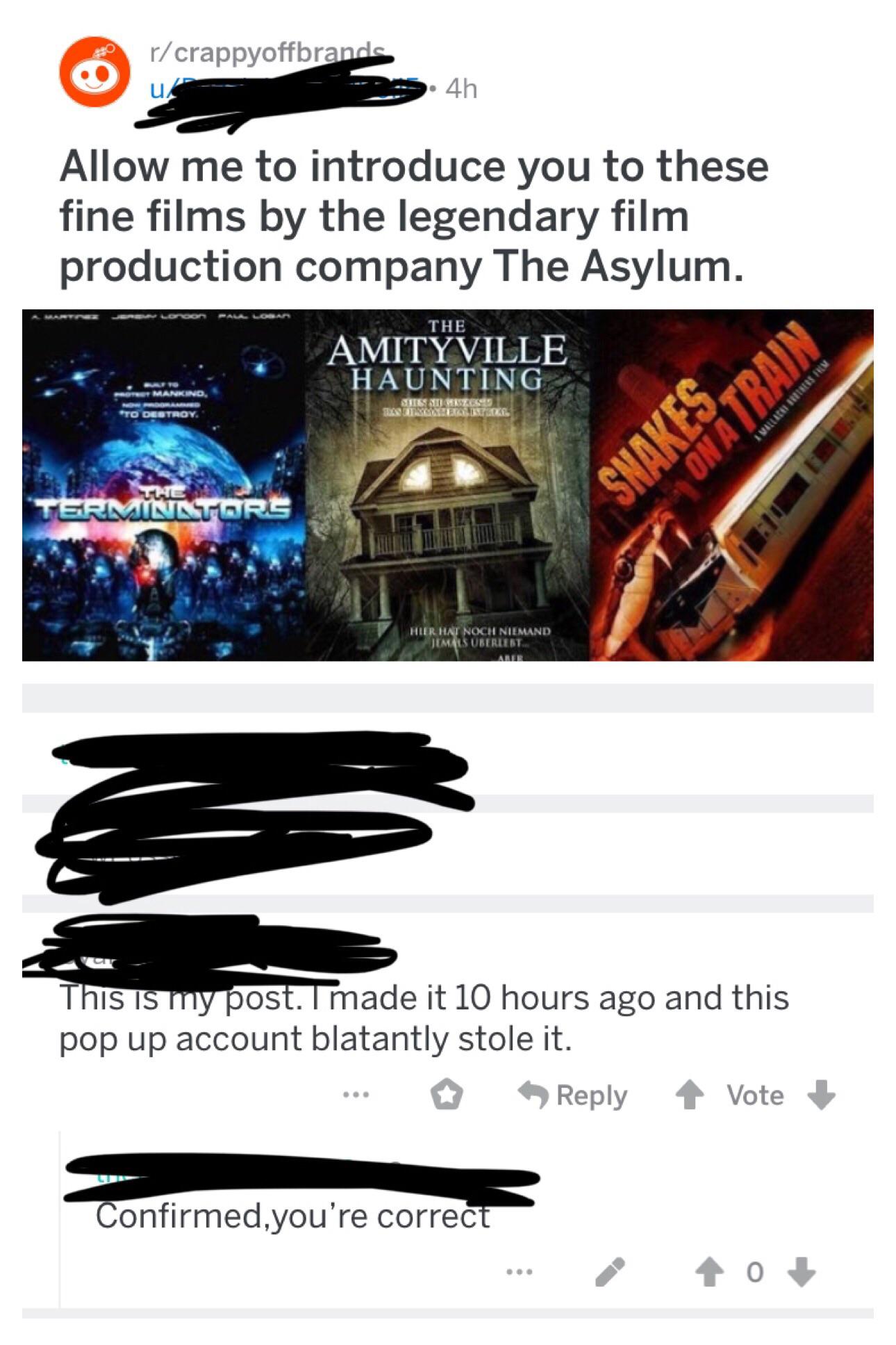 social media liars - Allow me to introduce you to these fine films by the legendary film production company The Asylum. The Amityville Haunting