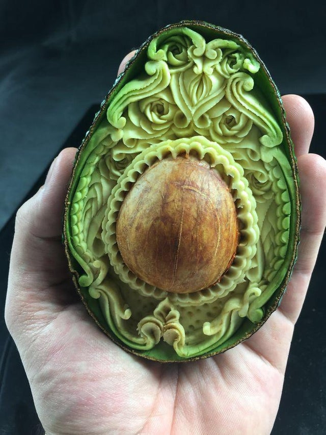 Avocado perfectly crafted into a beautiful design.