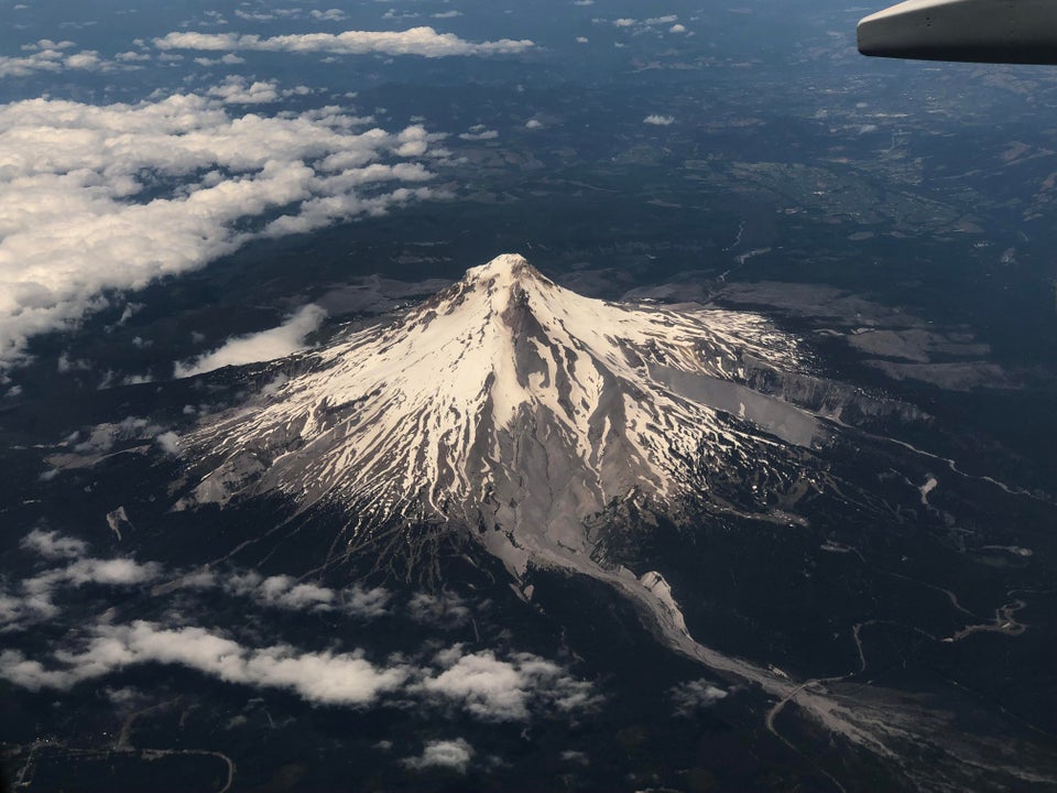 Mount Hood taken from a flight from Portland.