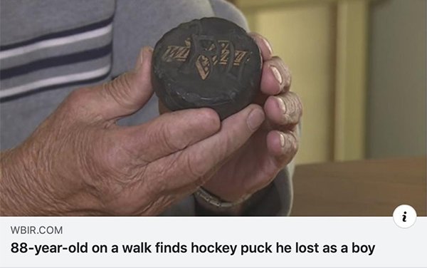 hand - Wbir.Com 88yearold on a walk finds hockey puck he lost as a boy